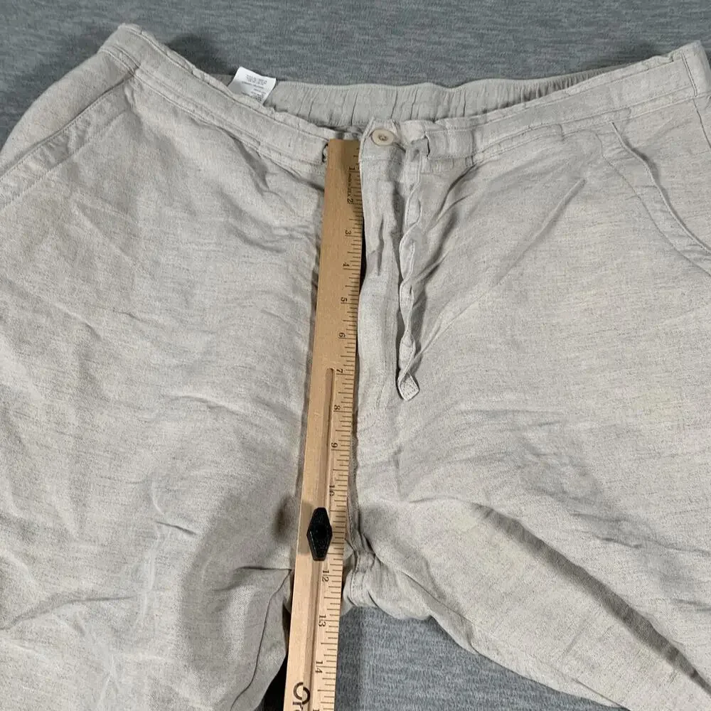 Cubavera Pants Mens XL Beige Linen Blend Jogger Drawstring Relaxed Fit Casual